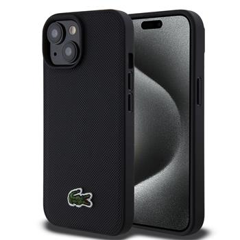 Levně Lacoste Iconic Petit Pique Woven Logo Magsafe Zadní Kryt pro iPhone 15 Black