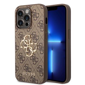 Guess PU 4G Metal Logo kryt iPhone 15 Pro hnědý