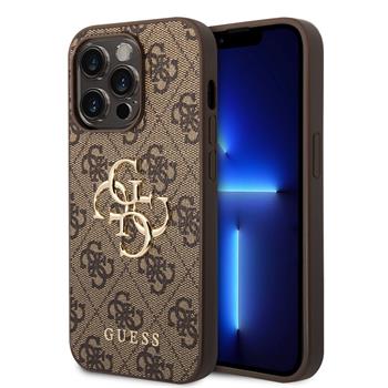 Levně Guess PU 4G Metal Logo Zadní Kryt pro iPhone 15 Pro Max Brown