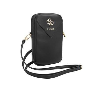 Levně Guess PU Grained 4G Metal Logo Taška na Telefon se Zipem Black
