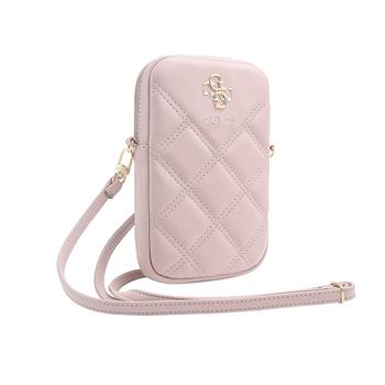 Levně Guess PU Quilted 4G Metal Logo Taška na Telefon se Zipem Pink