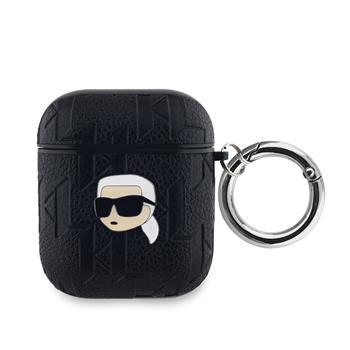 Levně Karl Lagerfeld PU Embossed Karl Head Pouzdro pro AirPods 1/2 Black
