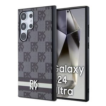 Levně DKNY PU Leather Checkered Pattern and Stripe Zadní Kryt pro Samsung Galaxy S24 Ultra Black
