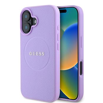 Guess PU Grained Classic Logo MagSafe kryt iPhone 16 fialový