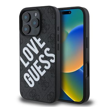 Guess PU Leather 4G Big Love Logo MagSafe kryt iPhone 16 Pro černý