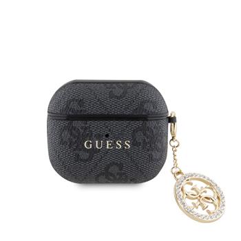 Guess 4G Script PC/PU Charm pouzdro pro AirPods 3 černé