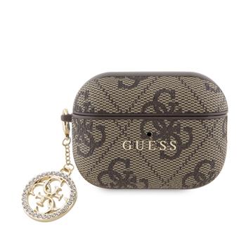 Guess 4G Script PC/PU Charm pouzdro pro AirPods Pro 2 hnědé