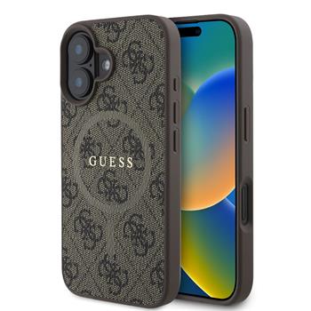 Levně Guess PU Leather 4G Colored Ring MagSafe Zadní Kryt pro iPhone 16 Brown