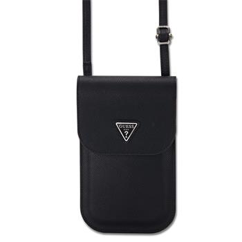 Guess PU Grained Triangle Logo taška na telefon černá