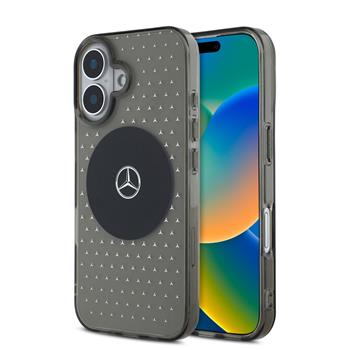 Mercedes PC/TPU Star Pattern MagSafe kryt pro iPhone 16 Plus černý