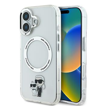 Levně Karl Lagerfeld IML Karl and Choupette MagSafe Zadní Kryt pro iPhone 16 Transparent