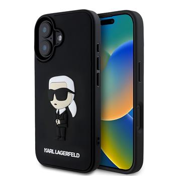 Karl Lagerfeld 3D Rubber Ikonik kryt pro iPhone 16 černý