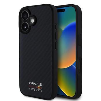 Oracle Red Bull Racing Carbon Shiny Logo MagSafe kryt iPhone 16 černý