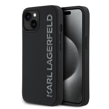 Karl Lagerfeld 3D Rubber Glitter Logo kryt iPhone 13 černý