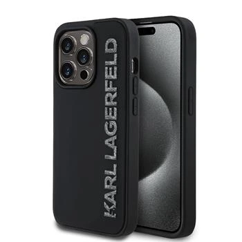 Karl Lagerfeld 3D Rubber Glitter Logo kryt iPhone 13 Pro černý