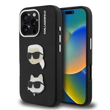 Karl Lagerfeld Grained PU K&CH Heads kryt iPhone 16 Pro Max černý