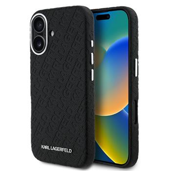 Karl Lagerfeld Grained PU Repeated Logo MagSafe kryt iPhone 16 černý