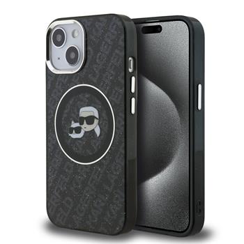 Karl Lagerfeld IML K&CH Heads Repeated Logo MagSafe kryt iPhone 15 černý