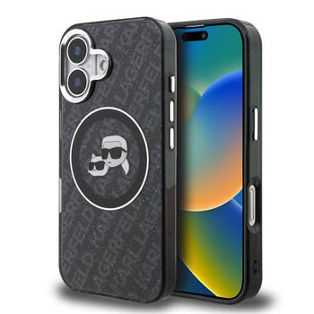 Karl Lagerfeld IML K&CH Heads Repeated Logo MagSafe kryt iPhone 16 černý