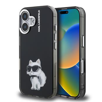 Karl Lagerfeld IML Aquarelle Choupette kryt iPhone 16 černý