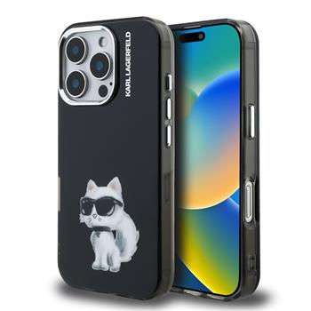 Karl Lagerfeld IML Aquarelle Choupette kryt iPhone 16 Pro Max černý