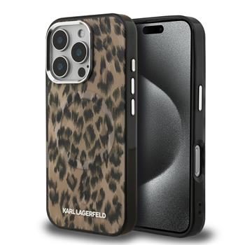 Karl Lagerfeld IML Leopard MagSafe kryt iPhone 16 Pro hnědý