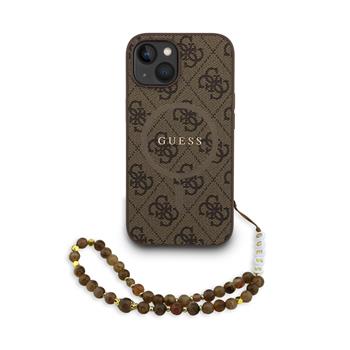 Levně Guess PU Leather 4G Colored Ring Strap MagSafe Zadní Kryt pro iPhone 15 Brown