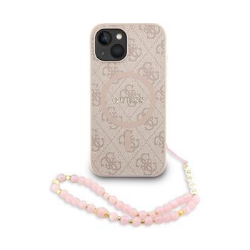 Levně Guess PU Leather 4G Colored Ring Strap MagSafe Zadní Kryt pro iPhone 15 Pink
