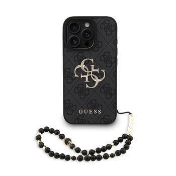 Guess PU 4G Metal Logo Strap kryt iPhone 16 Pro Max černý