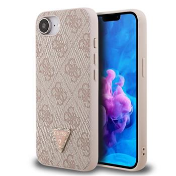 Levně Guess PU 4G Strass Triangle Metal Logo Zadní Kryt pro iPhone 16e Pink