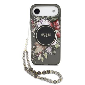 Guess IML Flowers Strap MagSafe kryt iPhone Air černý