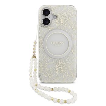 Guess IML Flowers Allover Strap MagSafe kryt iPhone 17 bílý