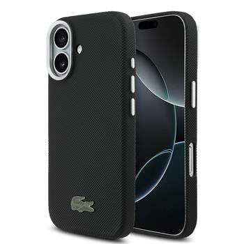 Levně Lacoste PVC Iconic Petit Pique Metal Logo MagSafe Zadní Kryt pro iPhone 17 Black
