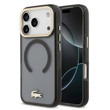Lacoste PC/TPU Frosted Finish Gold Logo MagSafe kryt iPhone 17 Pro černý