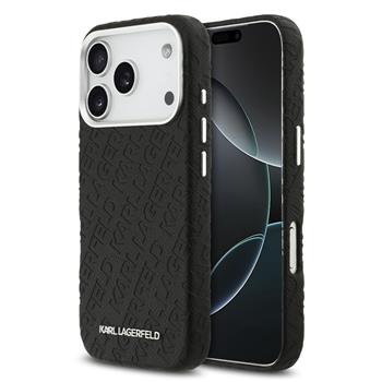 Karl Lagerfeld Grained PU Repeated Logo MagSafe kryt iPhone 17 Pro černý