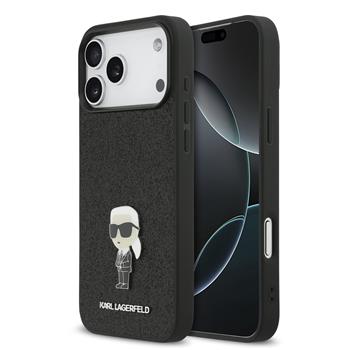 Karl Lagerfeld Fixed Glitter Metal Ikonik kryt iPhone 17 Pro Max černý