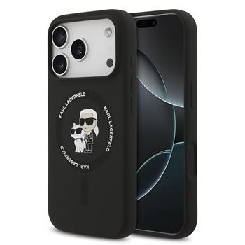 Karl Lagerfeld Liquid Silicone Karl and Choupette MagSafe kryt iPhone 17 Pro Max černý