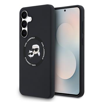 Karl Lagerfeld Liquid Silicone K&CH Heads MagSafe Zadní Kryt pro Samsung Galaxy S25 FE Black