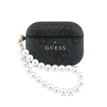 Levně Guess PU 4G Classic Logo Pearl Strap Pouzdro pro AirPods Pro 3 Black