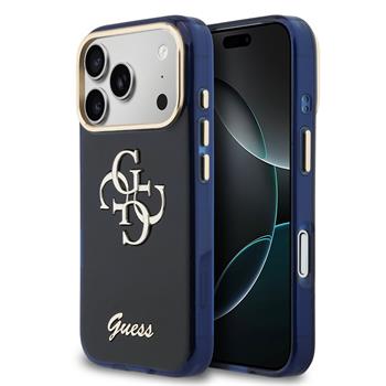 Guess IML 4G Script Metal Logo Zadní Kryt pro iPhone 17 Pro Blue