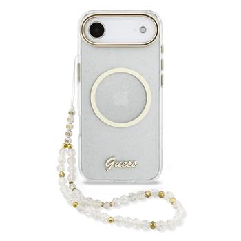 Guess IML Glitter Script Strap MagSafe Zadní Kryt pro iPhone Air Transparent