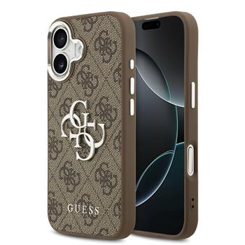 Levně Guess PU 4G Metal Logo Zadní Kryt pro iPhone 17 Silver Brown
