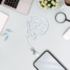 Šňůrka na mobil CRYSTAL DIAMOND na telefon / délka 74cm (37cm ve smyčce) / na krk - bílá