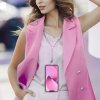 Šňůrka na mobil CRYSTAL DIAMOND na telefon / délka 74cm (37cm ve smyčce) / na krk - světle růžová