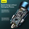 BASEUS nabíječka do auta USB A + Typ C + kabel Typ C na Ligthning PD QC4.0 3A 40W TZCCJD-03 modrá