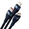 BASEUS kabel 3 v 1 USB A / typ C na Micro USB / Lightning / typ C PD QC 5A100W CASS030103 1,2 m modrý