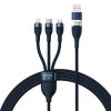 BASEUS kabel 3 v 1 USB A / typ C na Micro USB / Lightning / typ C PD QC 5A100W CASS030103 1,2 m modrý