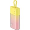 BASEUS powerbank 5200 mAh s vestavěným Lightning kabelem + Type C až Type C PD QC kabel 2,4A 20W PPKDC05I žlutá růžová
