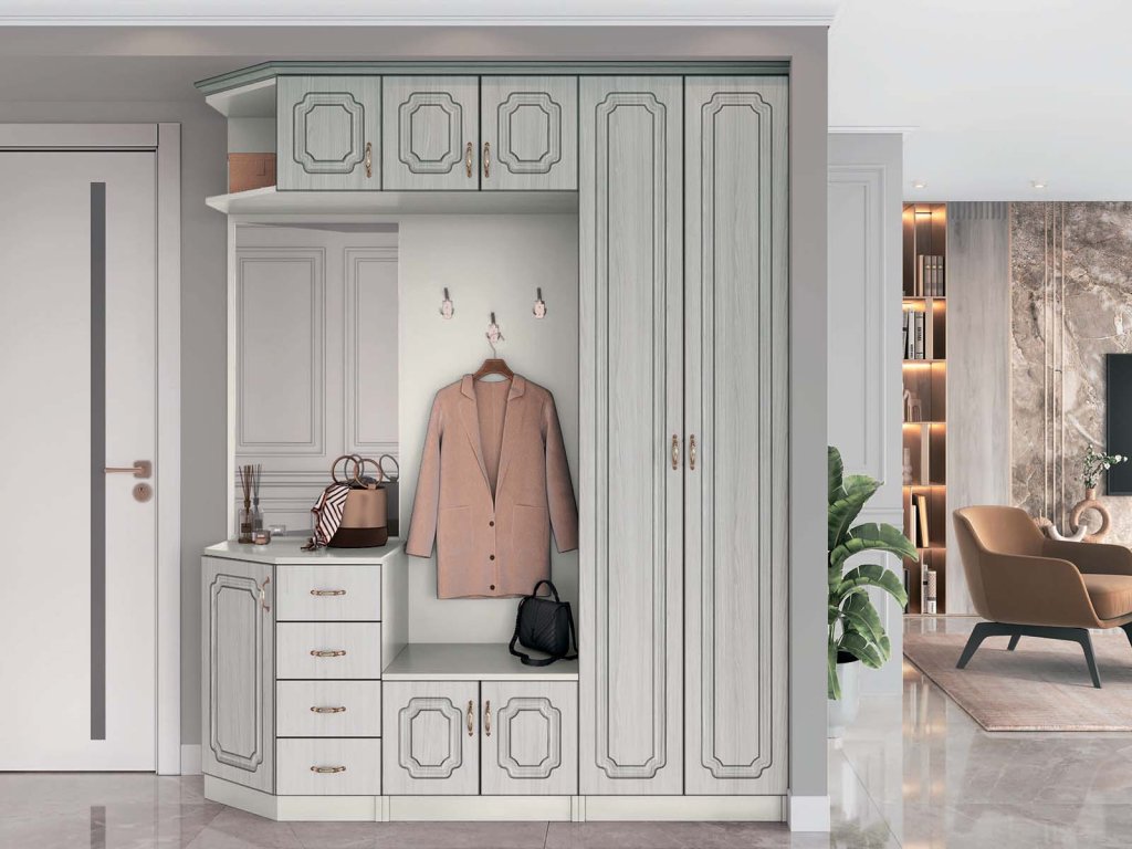 TYPEM predsienova stena so zrkadlom Venge Parma kasmir