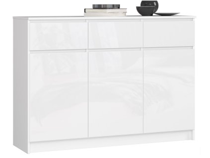 komoda k 140cm 3 drzwi 3 szuflady biala bialy polysk 0b72obpbx1yxvgki